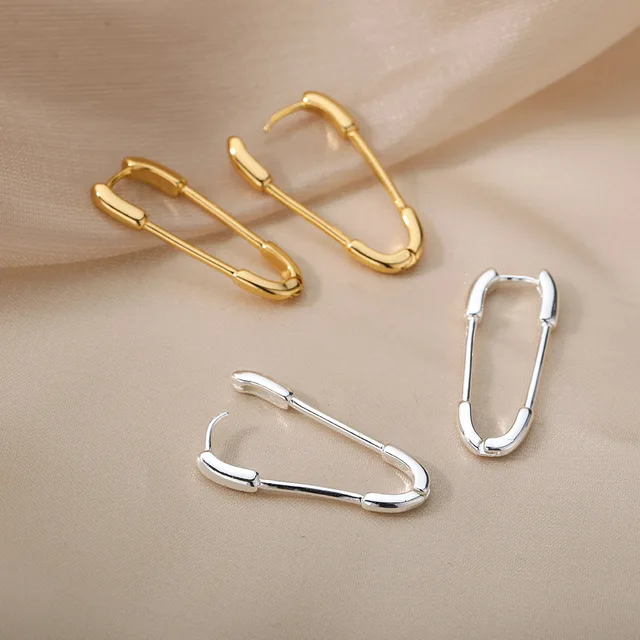 Aesthetic Stainless Steel Hoop Earrings For Women Gold Minimalist Heart Snake Flower Zircon Earring Korean Fashion Jewelry 2022 E2027