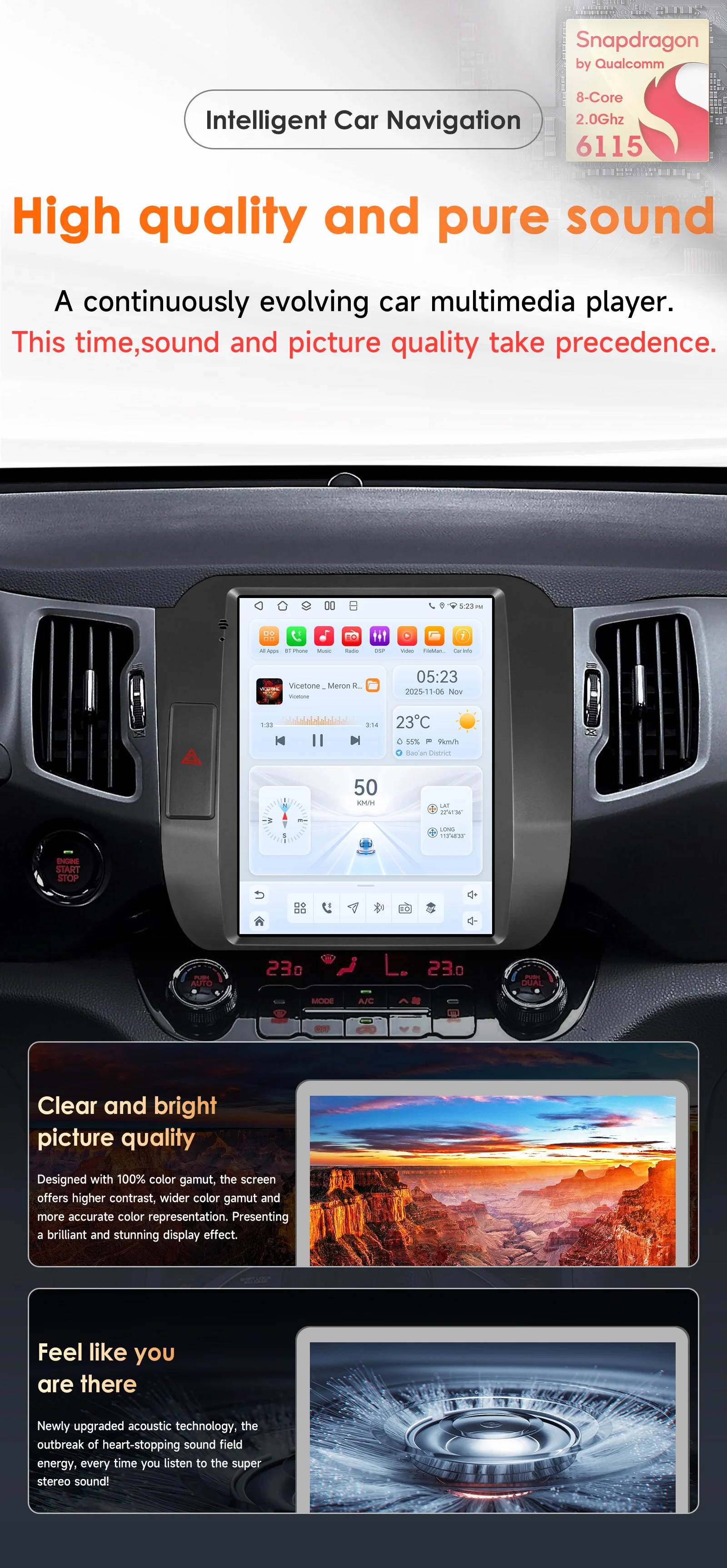 Android Autoradio-Player für KIA Sportage 3 2010-2016 SWC Carplay Auto Multimedia-Stereoanlage 9,7 Zoll Vertikaler Touchscreen – Detail 2