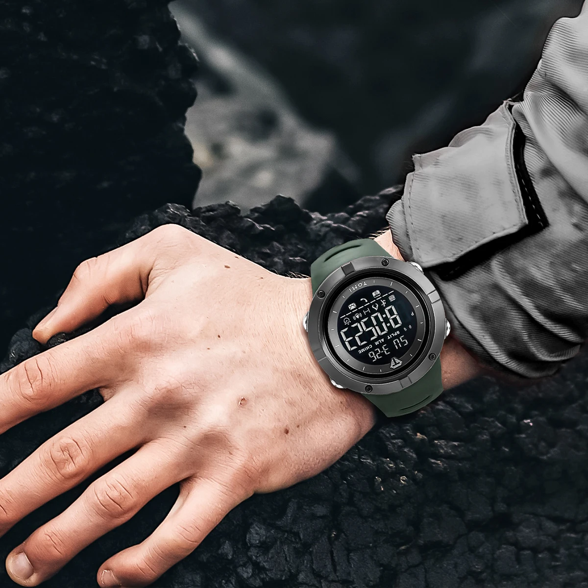 TOMI Men's Watch Night Glow Waterproof Fashion Digital TPU Material Sports Watch 4
