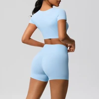 Workout Sportswear 2Pcs Piece Female Women Active Wear Sports Tank Top Women Gym Workout Leggins Booty Bum Leggins - Image 5