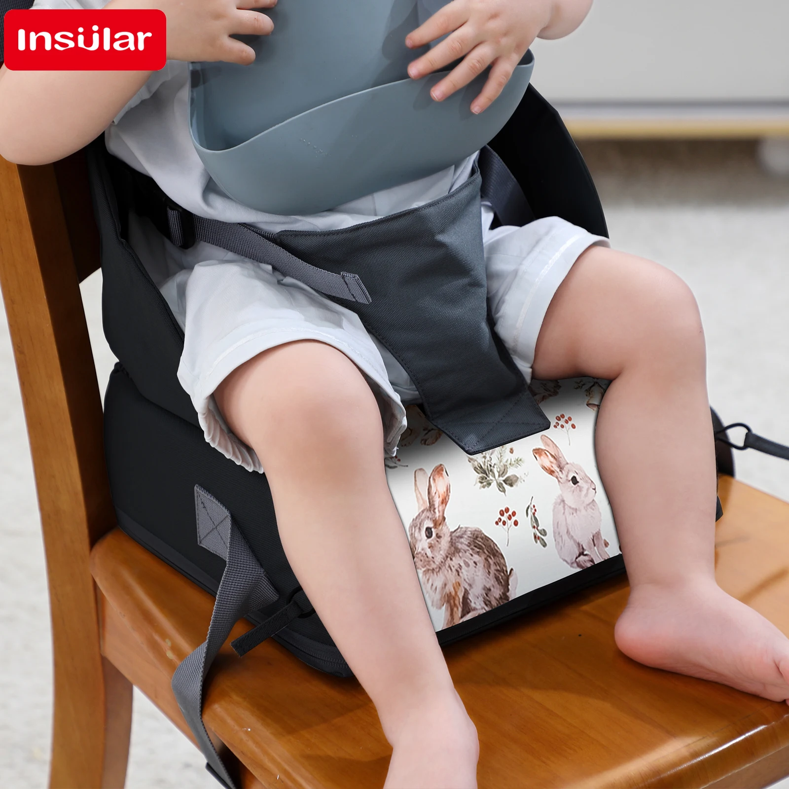 INSULAR Kids Safety Seat Booster Cushion Baby Dining Chair High Pads Children's Travel Seating Washer Foldable Portable