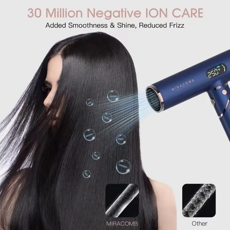 Travel Hair Dryer, Powerful Ionic Blow Dryer Pro with Brushless Motor for Fast Drying, Lightweight Portable Hairdryer for Women/