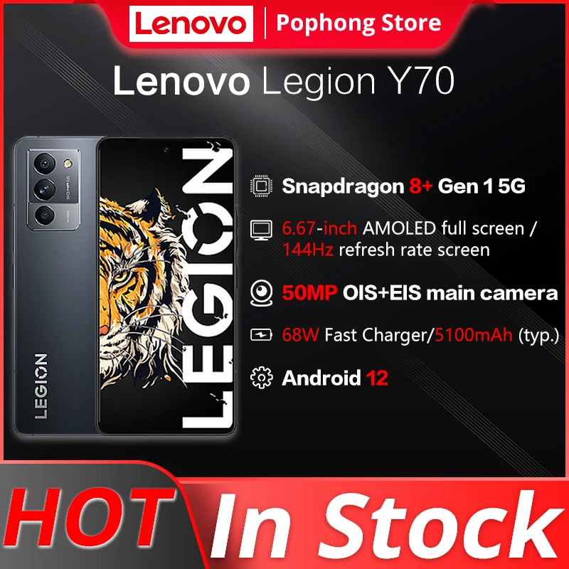 

Lenovo Legion Y70 Gaming MobilePhone 6.67 Inch 144Hz OLED Snapdragon 8+ Gen 1 Octa Core 68W FastCharge Android 12 NFC