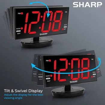 Extra Large LED Digital Alarm Clock with Tilt Display Auto Time Set Dual USB Charger FM Radio Adjustable Brightness 2