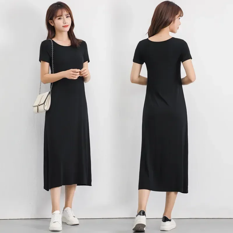 

Sleepshirt Nightdress Female Women Modal Plus Summer Dress Sleeve Short O-neck Sleep Soft Size Home 2023 Collar Nightgown Cotton