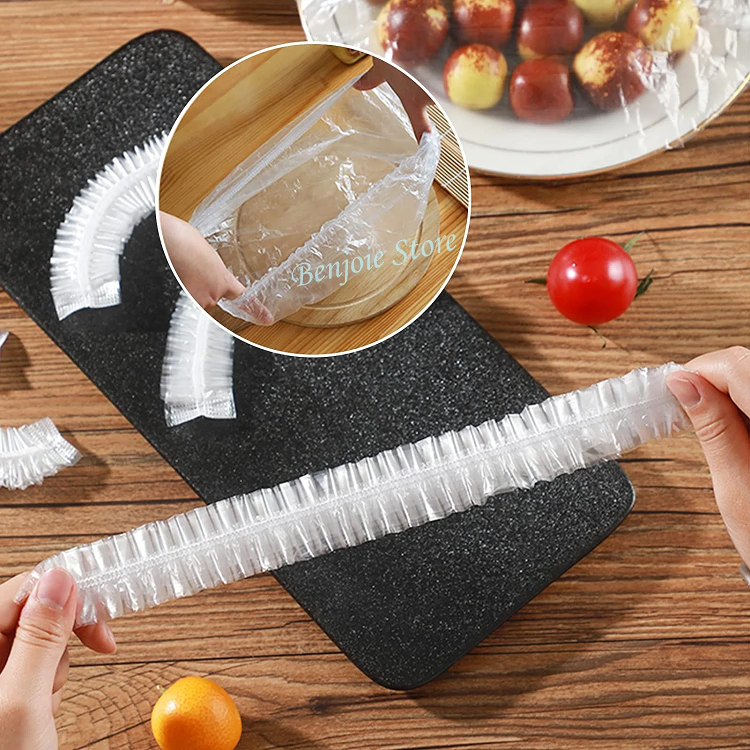 Disposable Plastic Elastic Food Covers & Bags Set, Bath Cap Style Wrap For  Leftovers, Plates, Bowls, Kitchen Supplies