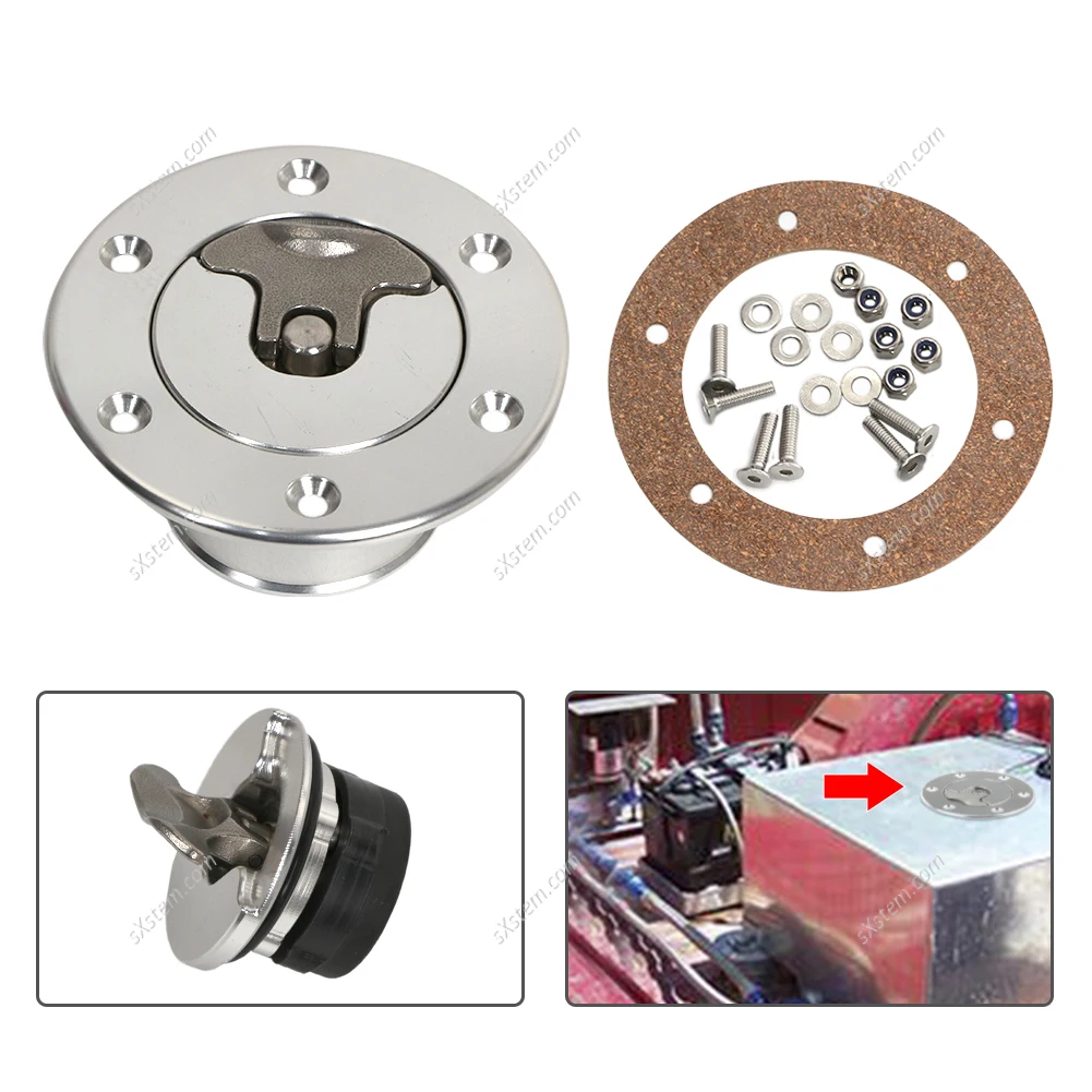 Fuel Filler Neck PopUp Fuel Cell Polished Tank Cap Car Aluminum Alloy