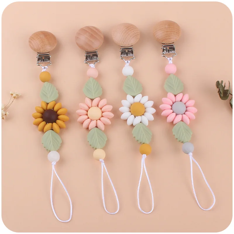 Nuovo Arrivo Baby Ciuccio Clip Silicone Flower Leaf Dummy Holder Bpa Free Soother Catene Infant Dentizione Masticare Giocattoli Doccia Regali