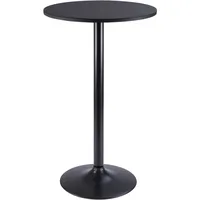 Bistro Pub Table Round Bar Height Cocktail Table Metal Base MDF Top Obsidian Table with Black Leg 23.8-Inch Top 1