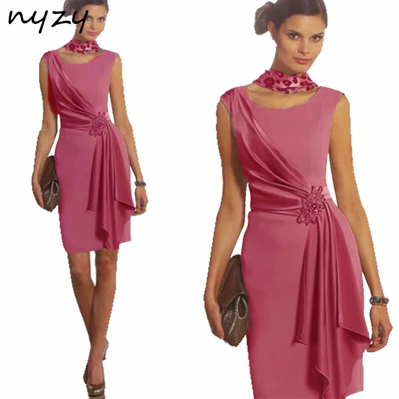 NYZY C41 Vestido Robe Cocktail Dresses Short Mini Asymmetrical Skirt Satin Dress for Wedding Party Graduation