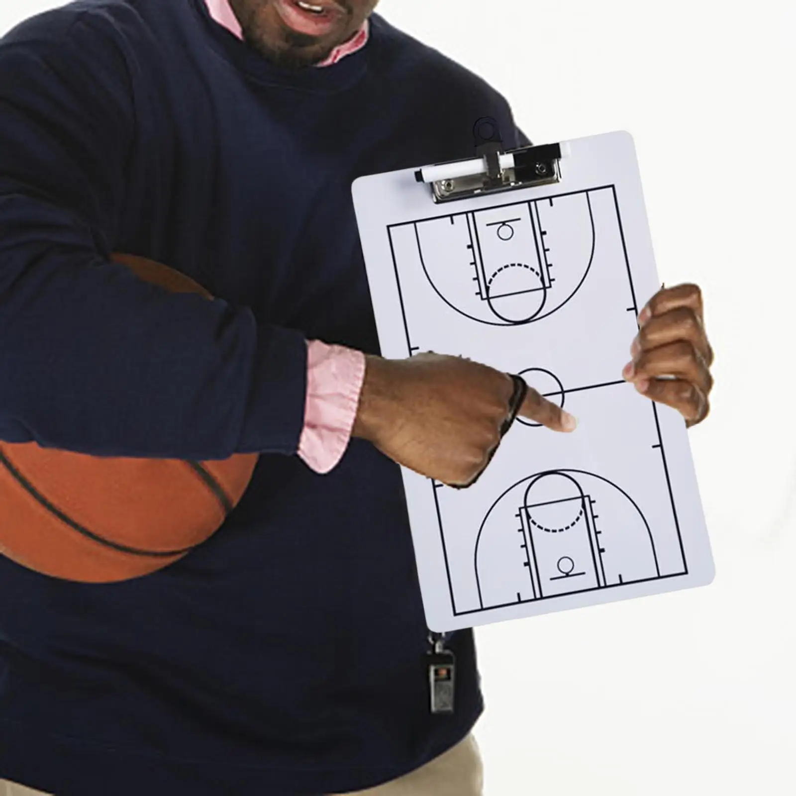 Double Sided Basketball Clipboard Guidance Training Aid with Pen Erase Portable Strategy Tactic Board, Basketball Coaching Board
