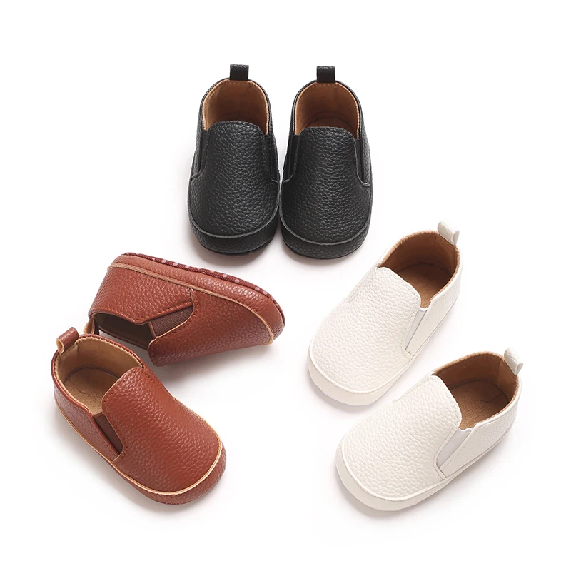 Classic Fashion Boy And Girl Flat Walking Shoes PU Soft Sole Non-slip Shoes For Newborn Babies First Walker Walking