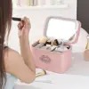Travel Makeup Bag with LED Lighted Mirror Large Capacity Zipper Closure Handle Design Portable Cosmetic Makeup Organizer Bag 2