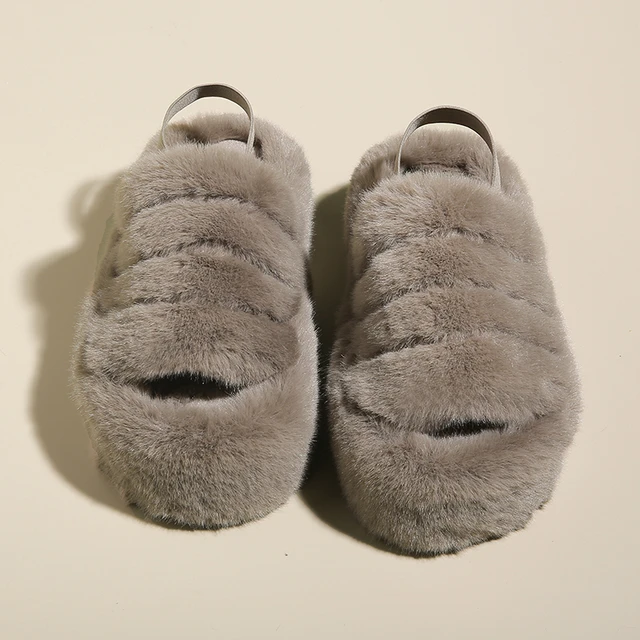 pantoufle femme d'intérieur en peluche pour femmes, toboggans non alds, pantoufles chaudes – Image 2