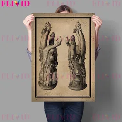 Mystical Medieval Handprint Canvas Art for Living Room Decor - Unframed (E)