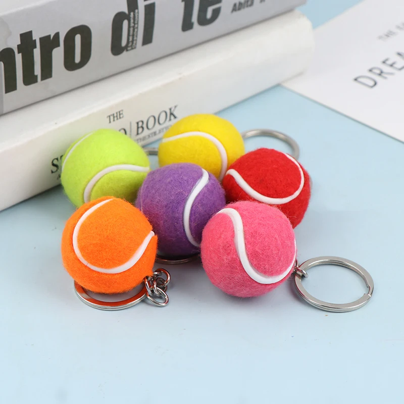 1PC Tennis Ball Key Chain Metal Keychain Car Key Chain Ring sports chain pendant Sport Ball Club Souvenir Teenager Fan Gift tennis ball keychain