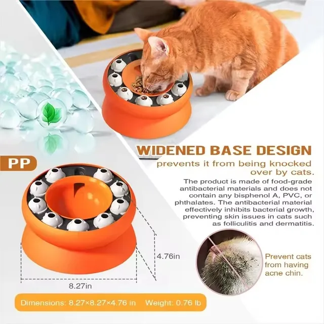 Cat Puzzle Toy Slow Feeder Bowl Fun Interactive Slows Down Pets Eating Protect Kitty Neck Multifunction Pet Feed Slanted Design 5