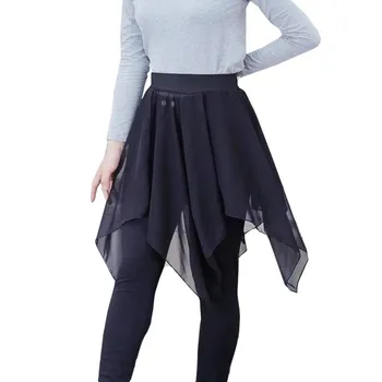 Single-layer Veil Transparent Irregular Short Skirt Women Ballet Dance Half Skirt Training Mesh Yarn Hem Shape Latin Skirt Black
