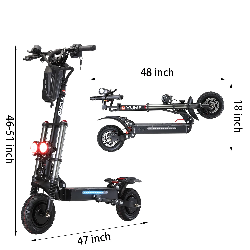 

YUME Y10, прочный вместо штатива, 11 дюймов, бездорожья, толстые шины, менее напряженный двойной двигатель 52 в 2400 а/ч, Вт, электронный скутер для взрослых