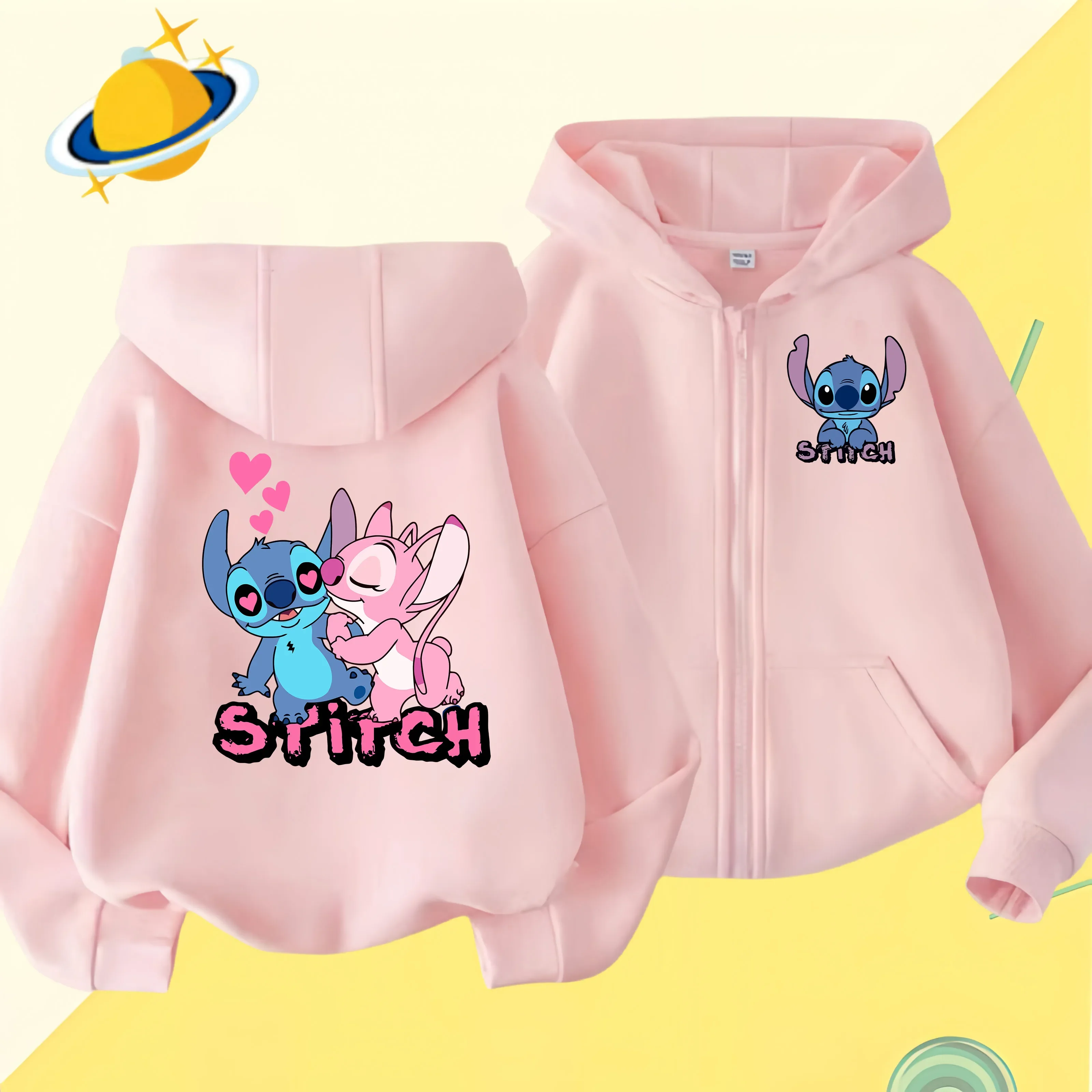 Disney Stitch zipper coat Cartoon Jacket Girls Coat Spring Autumn Children Outerwear Kids Casual Jackets Costume 2-7 Years girls tops stitch hoodie children hoodie
