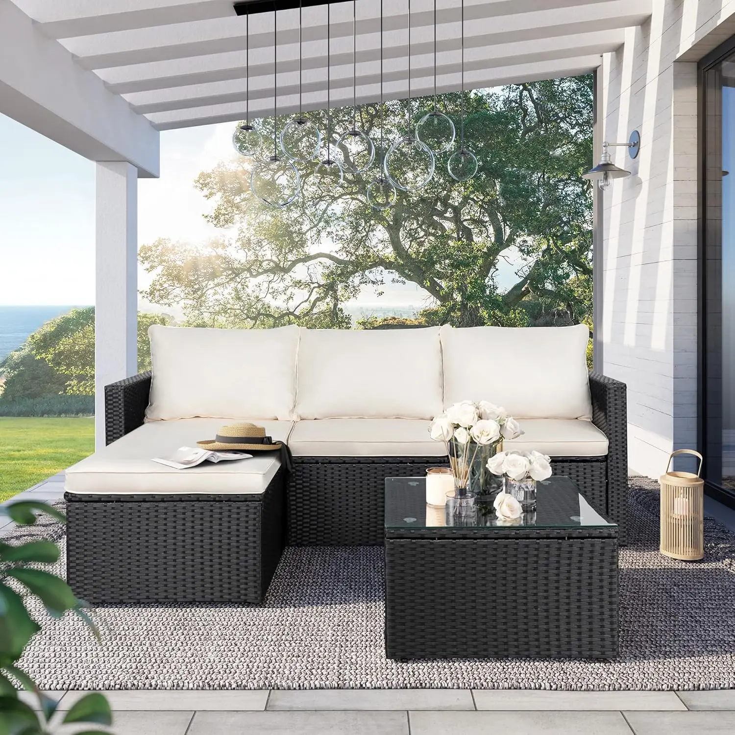 All Weather Outdoor PE Rattan Patio Sofa Set