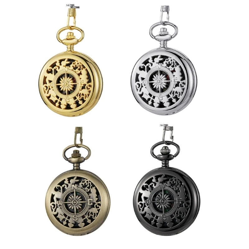 Vintage Bronze Flip Compass Pocket Watch Design Outdoor Hiking Navigation Kid Gift Retro Metal Portable Compass Survival Tools waterproof compass mini compass navigation compass portable compass survival compass