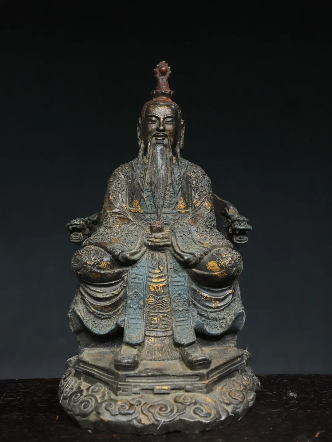 

33cm Home Worship of Religious Bronze Tuojin Taoist Sanqing [Yuanshi Tianzun] Buddha Statue