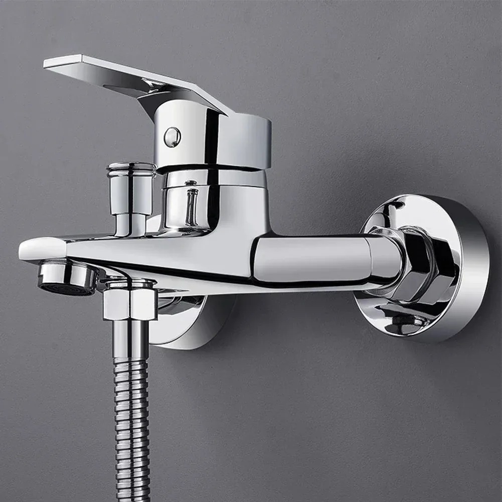 Zinc alloy Basin Faucets Chrome Wall Mounted Hot Cold Water Mixer Tap Dual Spout Single Handle For Bathroom Shower Basin