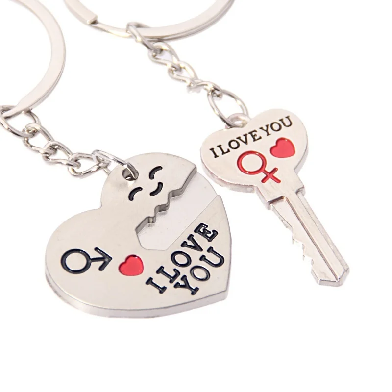 I Love You Heart Couple Key Chain,Cute Letter Printing Keychain, Key Chain for Women and Men, Creative Couple Keychain