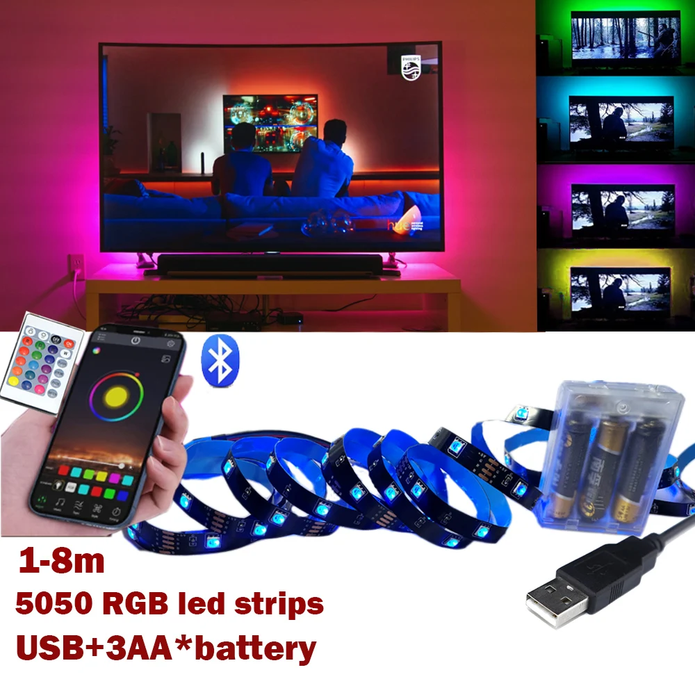 Светодиодная ленсветильник на батарейках 1-8 м USB Bluetooth RGB 5050 5 В | Лампы и освещение