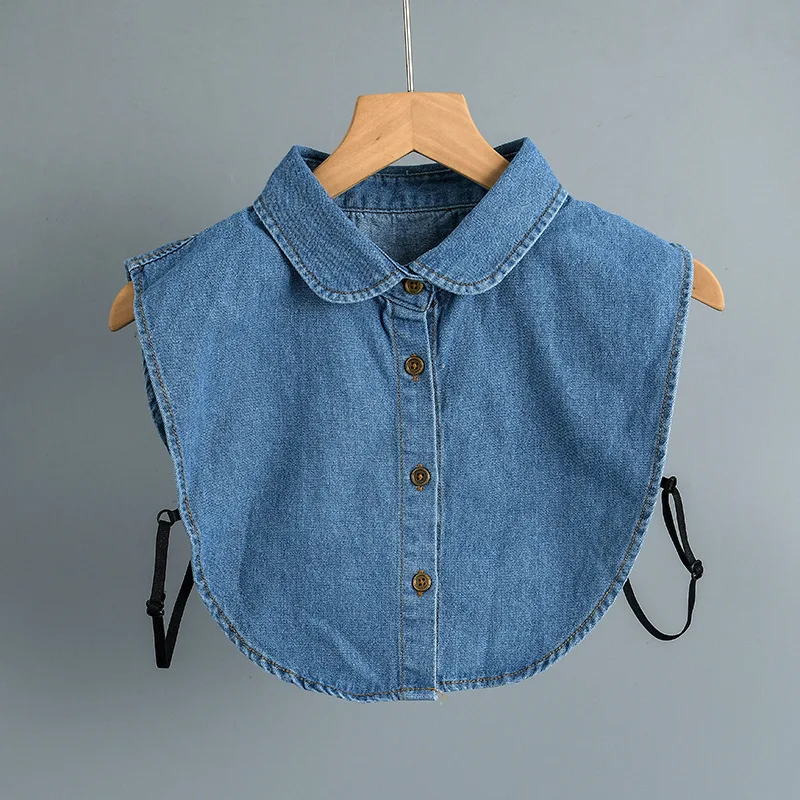 

Женский хлопковый джинсовый кардиган на пуговицах, полусвитер, рубашка с имитацией воротника, шикарная Съемная блузка со съемным воротником с имитацией лацкана, топы