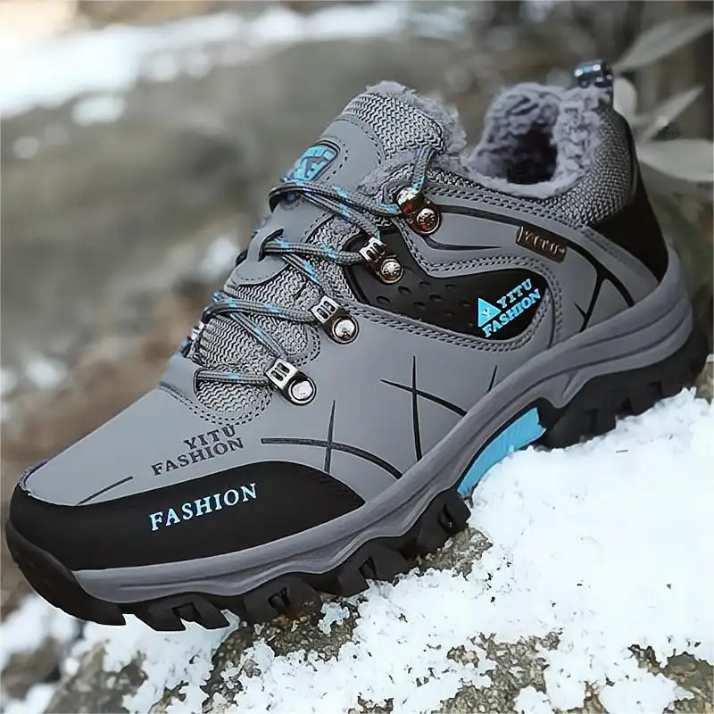Snow Boots Brand Men's Winter Waterproof Leather Sneakers Super Warm Outdoor Male Hiking Work Shoes Size 39-47
