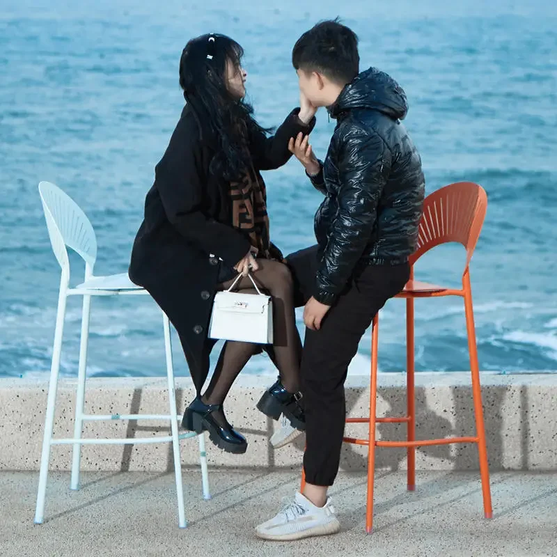 Yellow Industrial Bar Stools Nordic Outdoor Minimalist Modern High Chairs Comfortable Single Taburetes De Bar Home Furniture