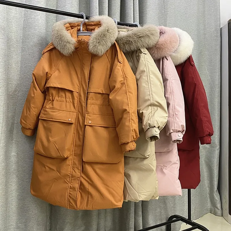 

PTSTR 2022 WINTER WOMENS X LONG EXTRA WARM WOMENS WHITE DUCK DOWN COATS