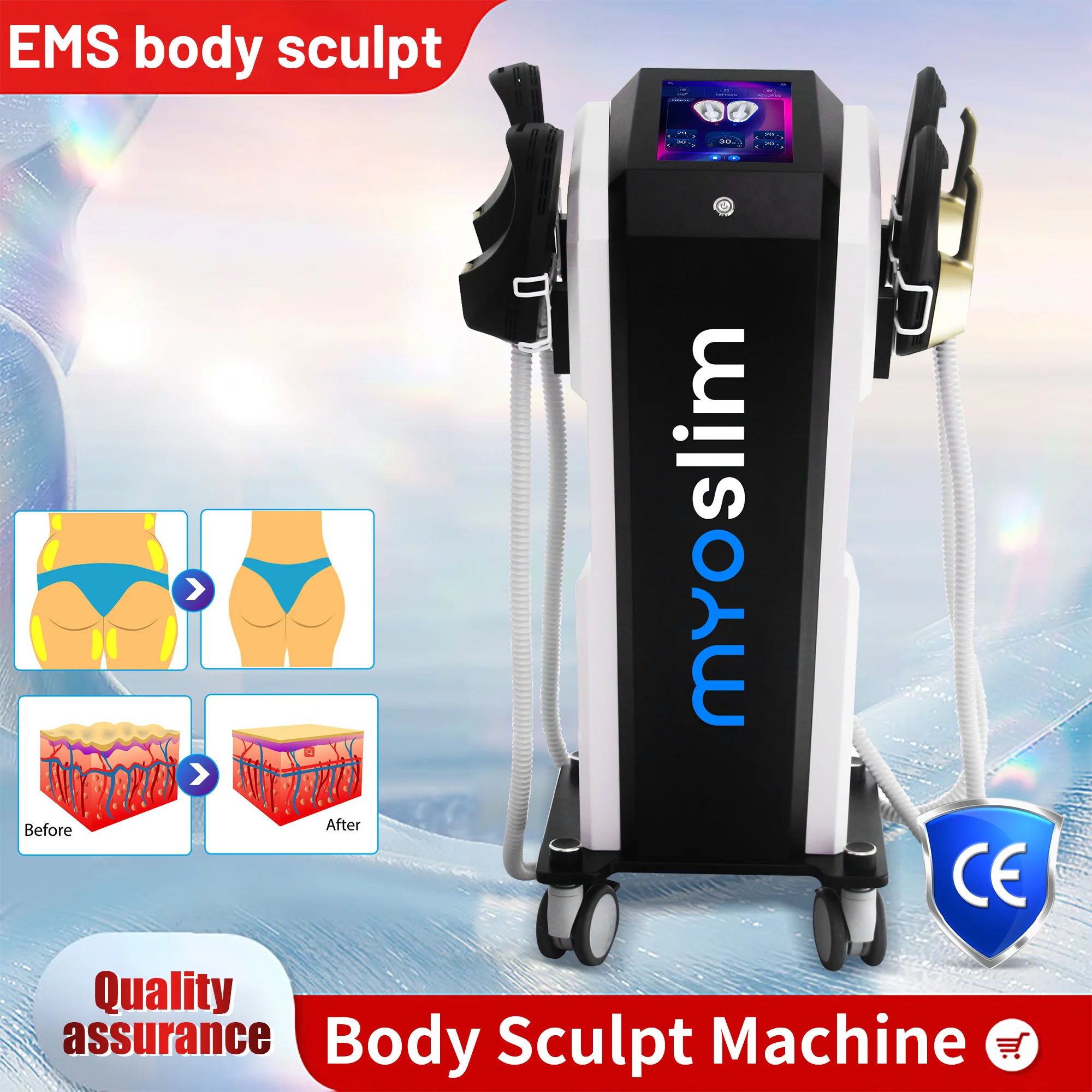 Máquina de Escultura Corporal Myoslim PRO EMS, 15 Tesl, 6500W, Hi-EMT, Pérdida de Peso, Radiofrecuencia, Estimulación Muscular, Máquina EMS Profesional