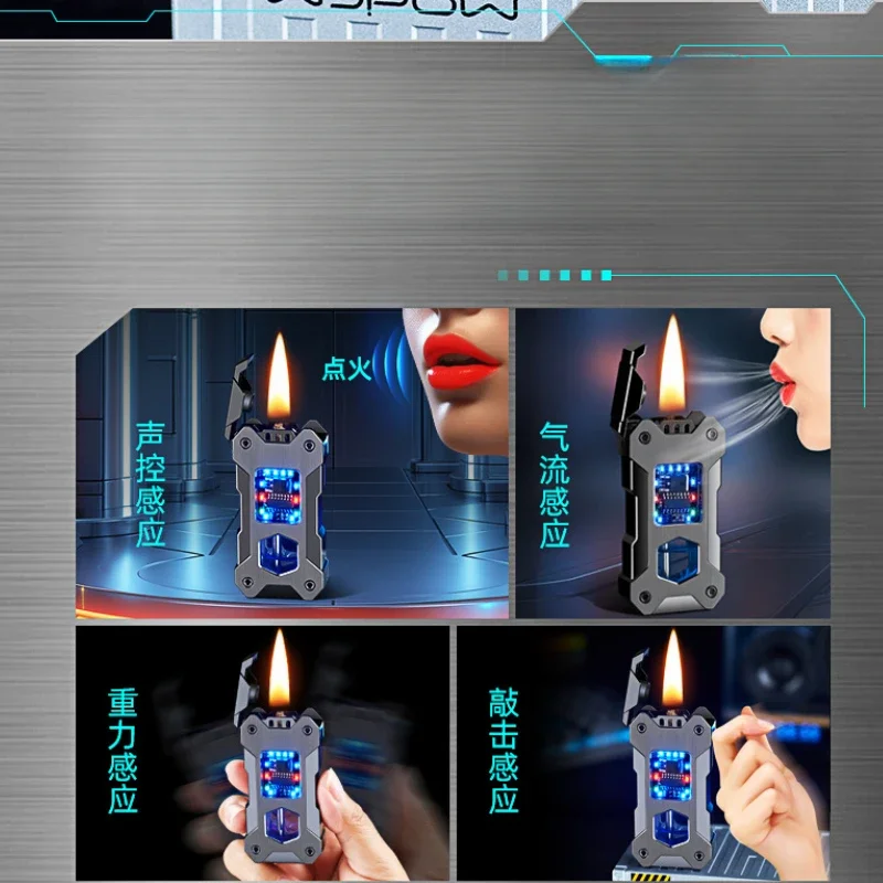 Mecha Voice-activated Induction Smart Lighter Oil And Electric Dual-use Kerosene Type-C Fast Charging
