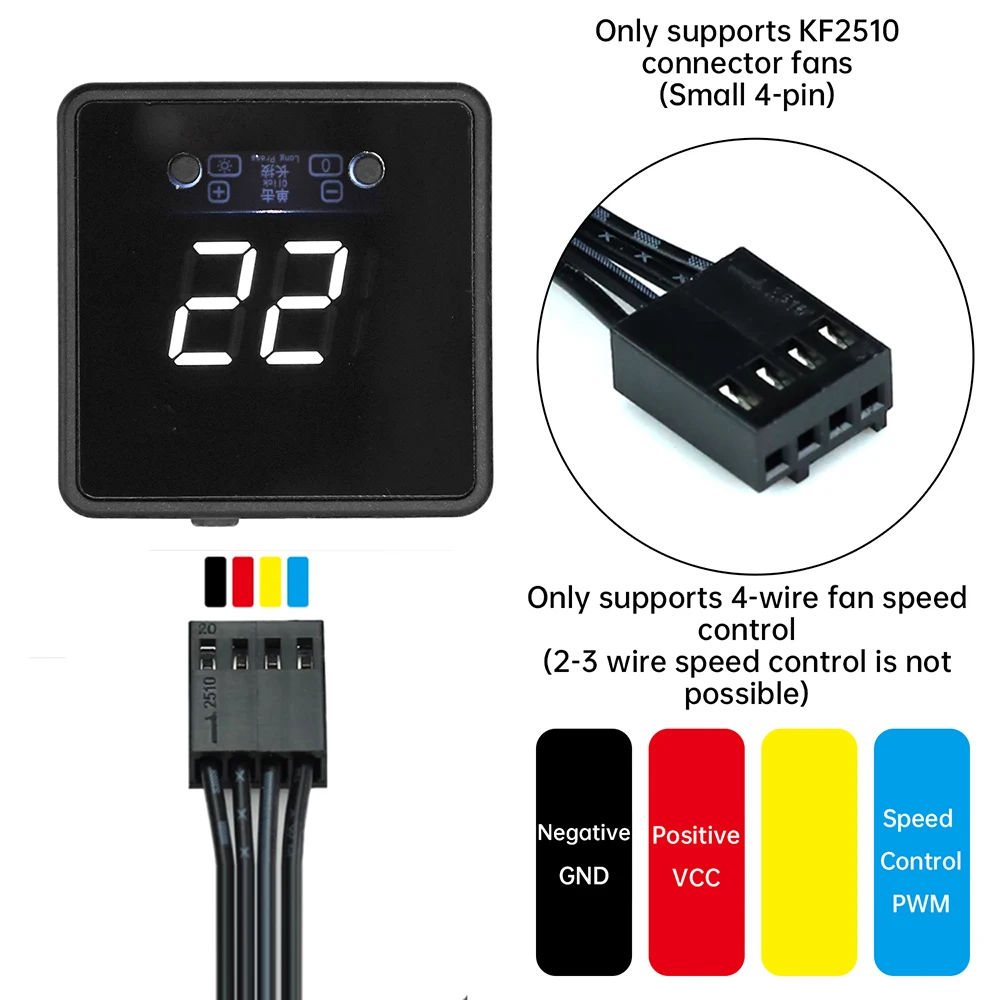Digital Display Remote Control 4-Pin Fan PWM Speed Controller