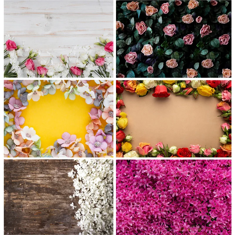 

Vinyl Photography Backdrops Prop Flower Wall Wood Floor Wedding Theme Photo Studio Background 21916 XHU-05