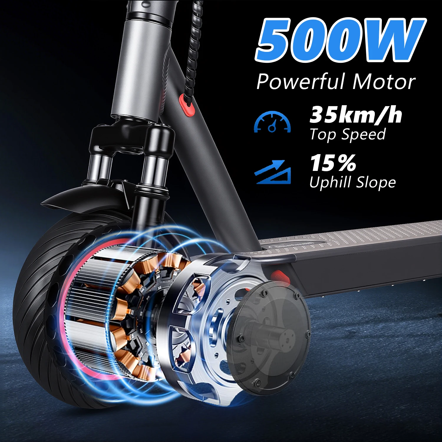 SUNNIGOO N7MAX Scooter elettrico da 10 pollici 500W Motore Dual Assorbimento degli urti Scooter per adulti 35KM/H 12.5Ah 40KM Gamma Scooter - immagine 3