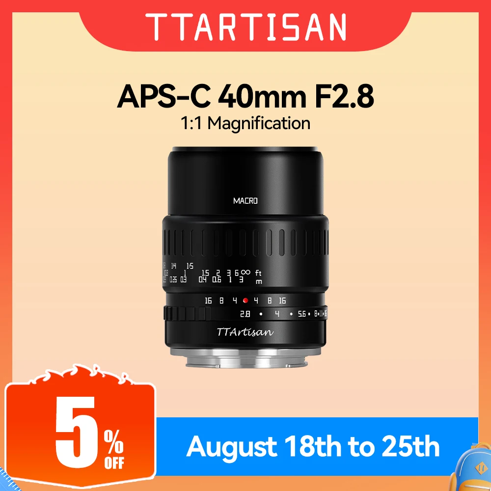 TTArtisan Camera Lens 40mm F2.8 Macro Sony E Mount a6600 Fujifilm XT4 XA XE X-Pro Canon M50 Panasonic Olympus M43 Nikon Z30 camera lens