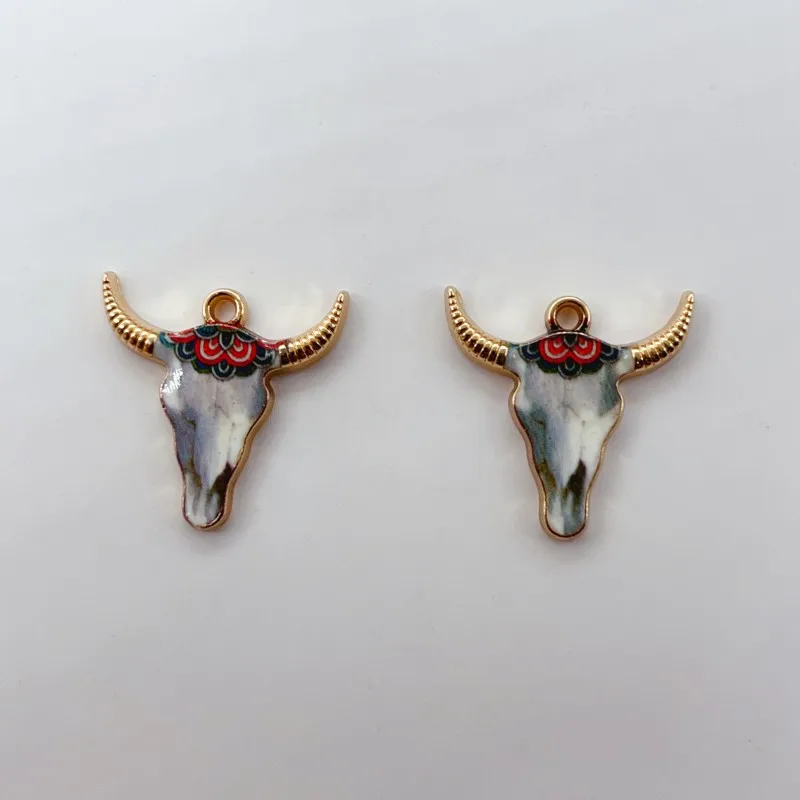 BULK 10 10x11mm Cow Head Charm Bull Skull Pendants Charms for Bangles  Jewelry Making for Women Girl Metal Enamel Cow Charm OLP28 - AliExpress