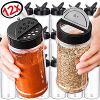 1/12x Plastic Spice Jars with Shaker Lids Transparent Safety Plastic Bottles for Home Kitchen Storing Spices Seasoning Powders 1