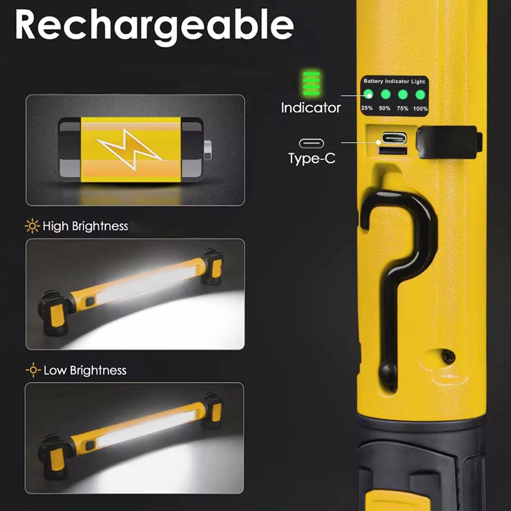 Super Bright Magnetic Work Light Built-in 5200mAh Rechargeable Battery Underhood Work Lamp Bar for Car Repair Outdoor lighting portable work lights portable work light