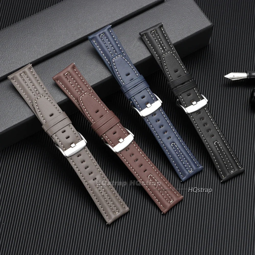 22mm Retro Calfskin Leather Quick Release Watch Strap – Sporty Replacement Band