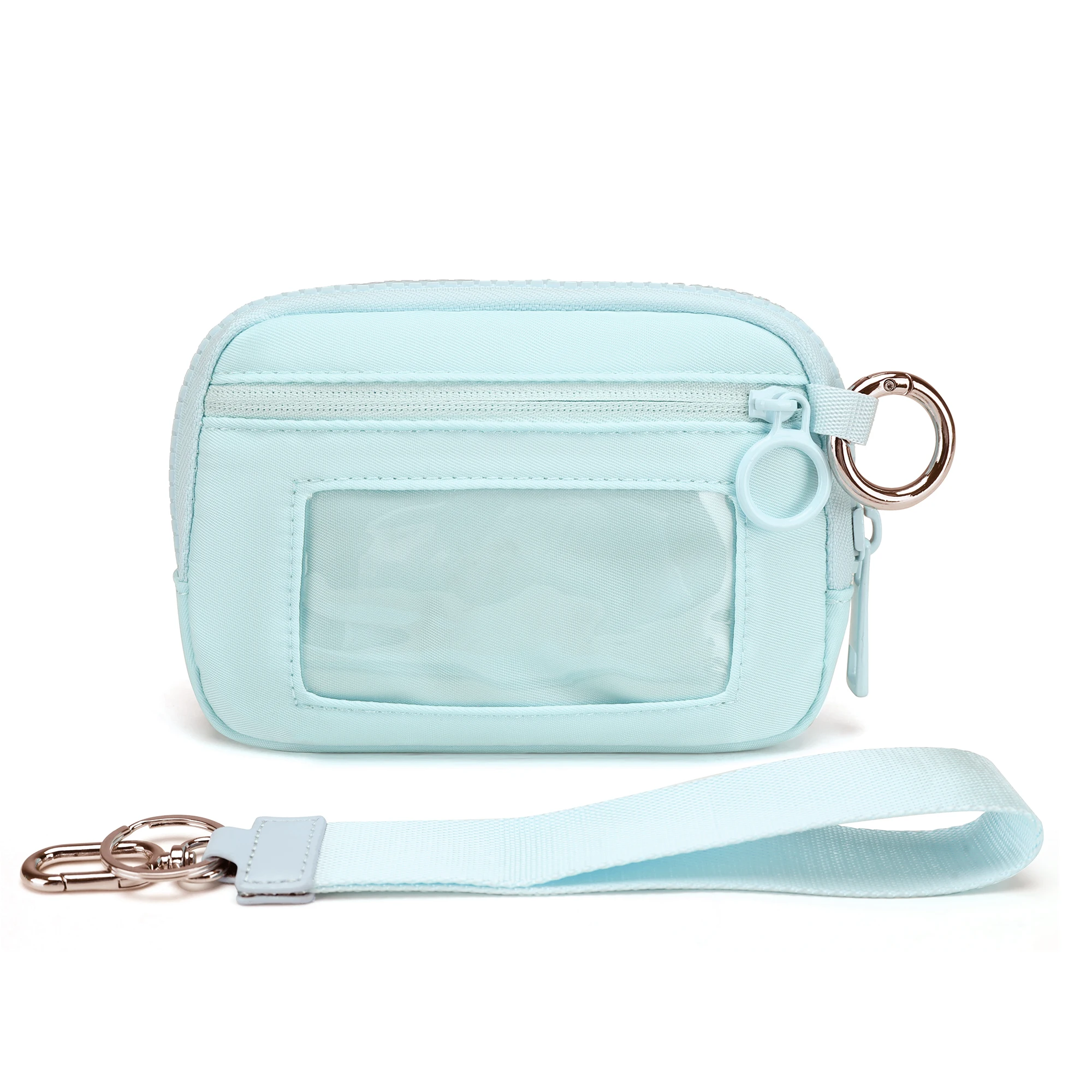 Iris Checkered Card Case with ID Window and Coin Purse in Black