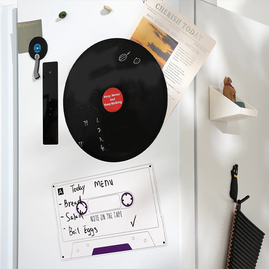 2pcs Vintage Style Record Soft magnetic message stickers Writing Blackboard Stickers Daily Locking Matters (With 2 pens)