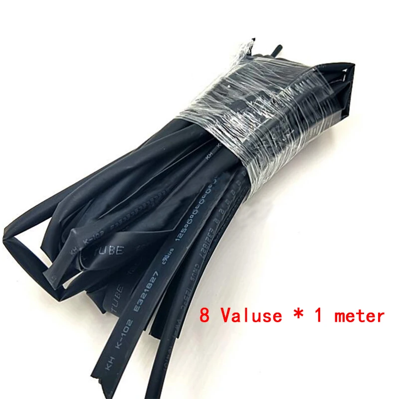 8 Meter/set Heat Shrink Tube kit 1/2/3/4/5/6/7/8MM 2:1 Black Heat Shrink Tubing Shrinkable Sleeving Wrap DIY Connector wire kit heat shrink tubing