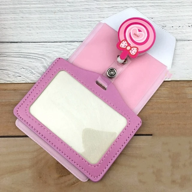 Pink ID Badge Holder Strawberry Retractable Badge Reel Clip Nurse Vertical  ID Protector for Office - AliExpress