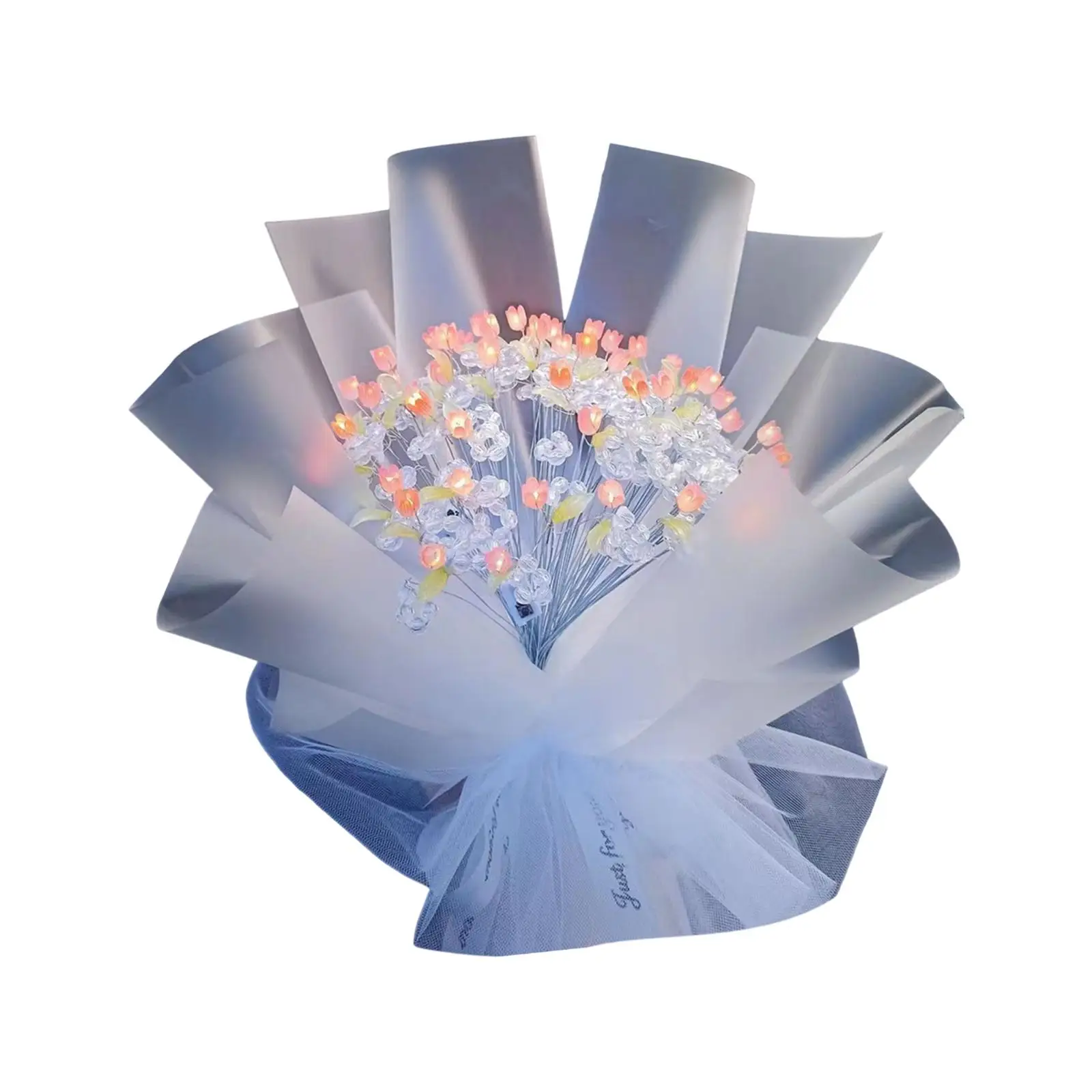 DIY Simulation Tulip Flower Bouquet Display Lovely Decorative Valentine's Day Gift Artificial Flowers for Indoor Farmhouse Study