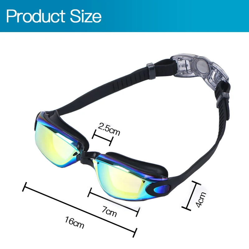 Swimming Goggles Adult Myopia Swimming Goggles One-piece Earplugs Electroplating Anti-fog High-definition Swimming Goggles